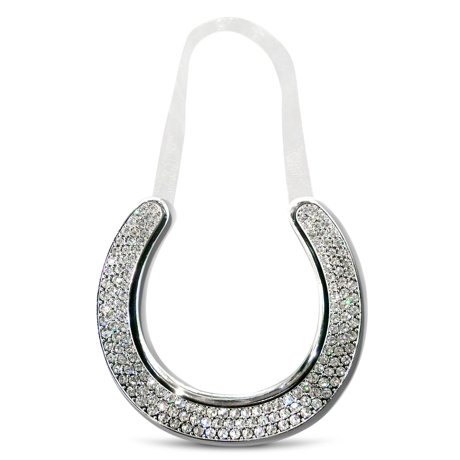 Horse hoof hanger w/clear crystals